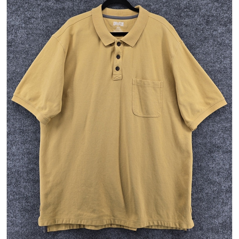 Duluth‎ Men's No Polo Shirt Sz 2XLT Gold Pit Gussets Pocket Three Button SS Tall